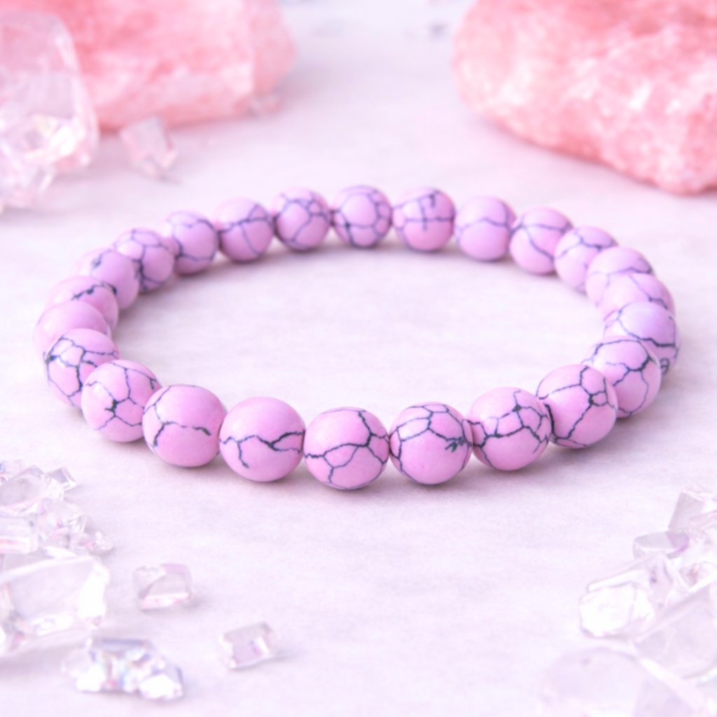 Pink Turquoise Jasper Bracelet 8mm Crystal Healing Jewelry 20$